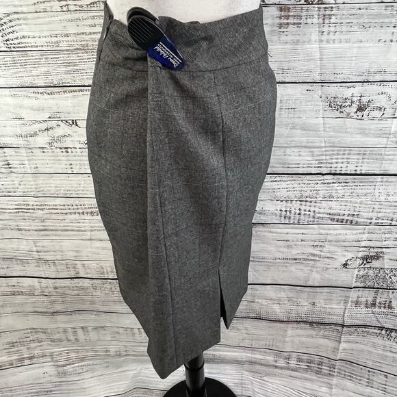 Evan Picone Skirt size 8 Black Red Plaid Straight Knee Kick Pleats Career Suit - Picture 8 of 9